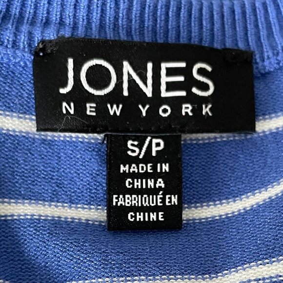 Jones New York LS Striped Viscose Nylon Cardigan Sweater Blue & Wht Sz S NWOT - Picture 7 of 10